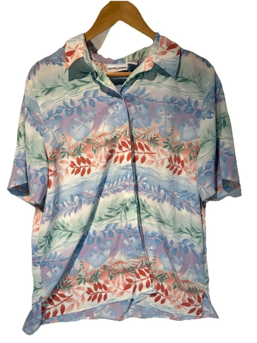 VTG Alfred Dunner Women's Top Blouse Shirt Size 16 Tropical Floral Granny Button